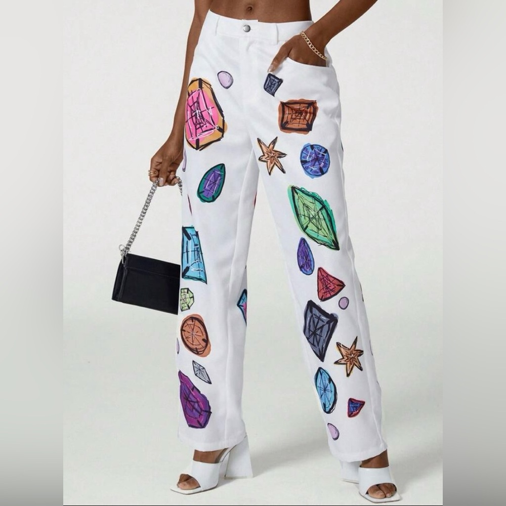 Straight leg gem pants